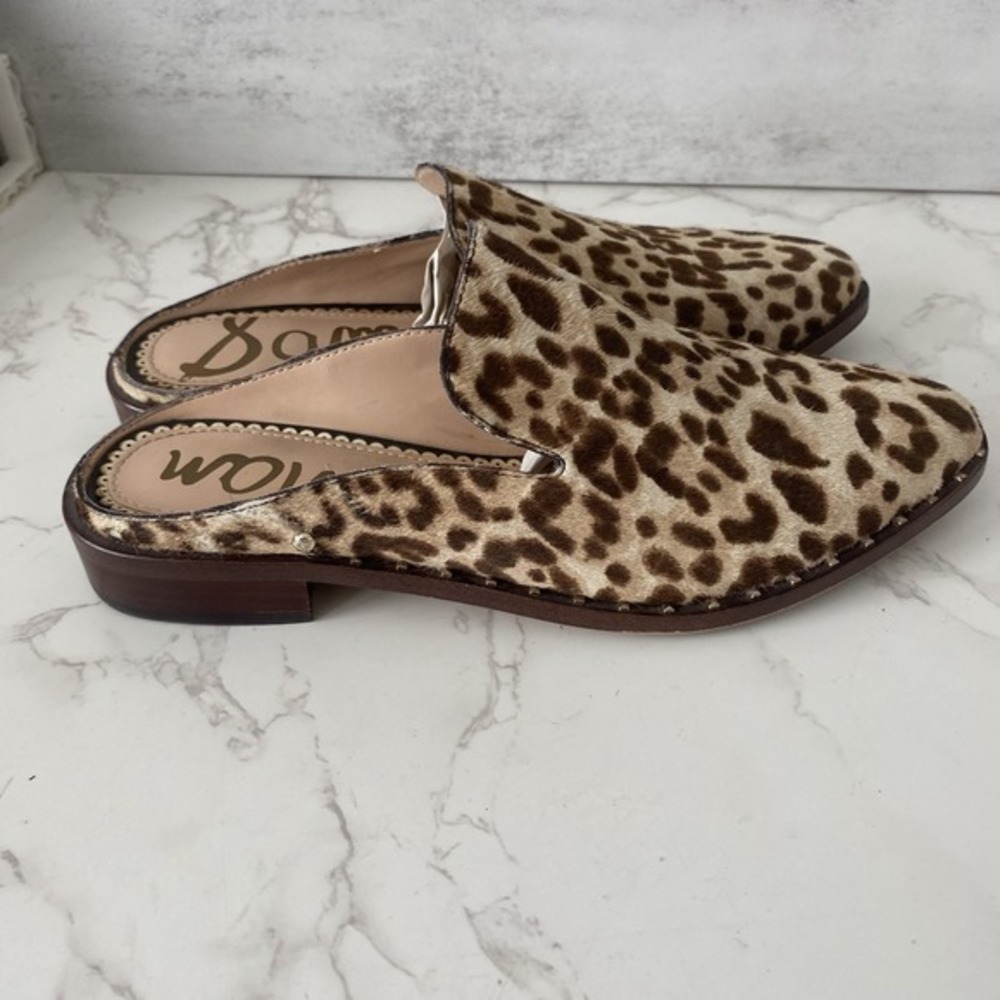 Sam Edelman Anthropologie Lewellyn‎ Slides Sz 6 Haircalf Low Heel Mules Western - Picture 7 of 11